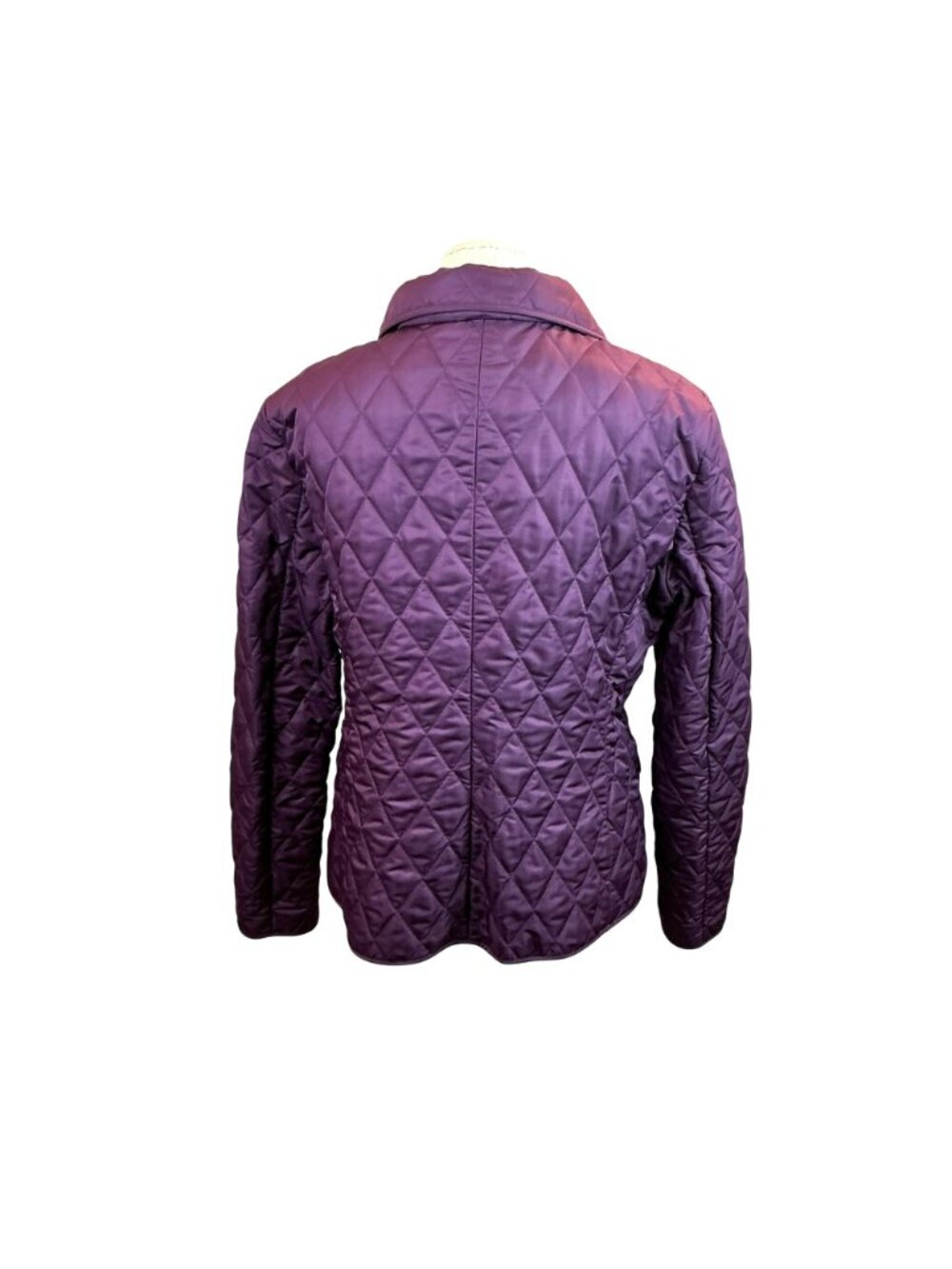 Burberry Womens Quilted Purple Jacket XLButton Closure Plaid-Lined Collar/Cuffs - Picture 5 of 16